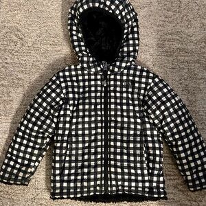 The North Face Kids Black and White Checkered Puffer Jacket